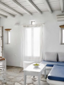 Pollux, Spacious bedroom with double bed, bathroom, kitchen lounge with settee/bed, TV, Vega Apartments in Tinos island, Cyclades | Pollux, διαμονή στην Τήνο